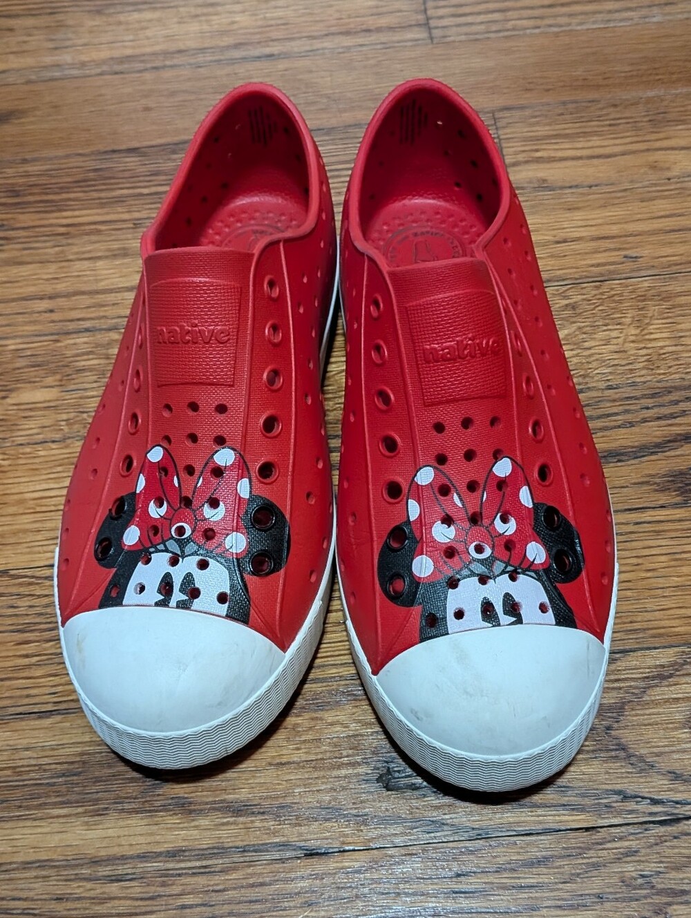 Native Kids Red Slip-On Minnie Mouse Water Shoes